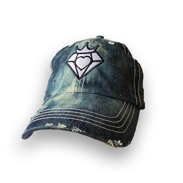 Richie Diamonds™ "King of Hearts" Distressed Denim Dad Hat (1 of 1)