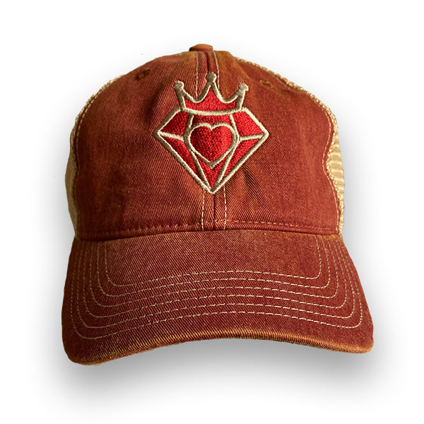 Richie Diamonds™ "King of Hearts" Distressed Rust/Khaki Dad Hat