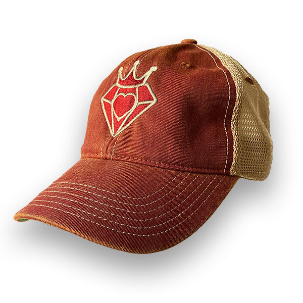 Richie Diamonds™ "King of Hearts" Distressed Rust/Khaki Dad Hat