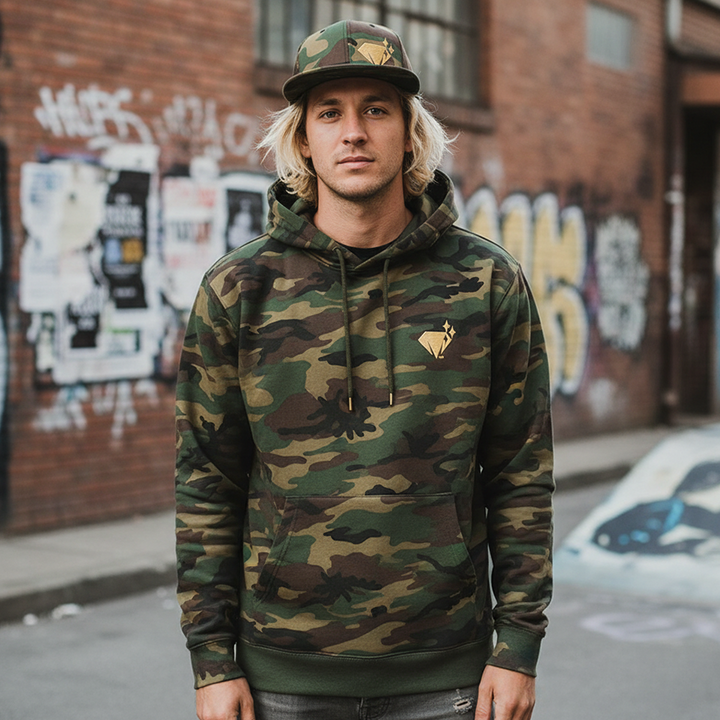 Richie Diamonds™ Flat Bill Woodland Camo Snapback