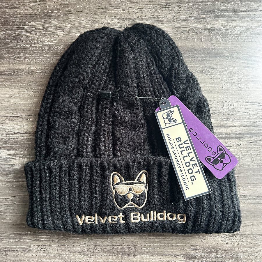Velvet Bulldog Cable Knit Beanie Black