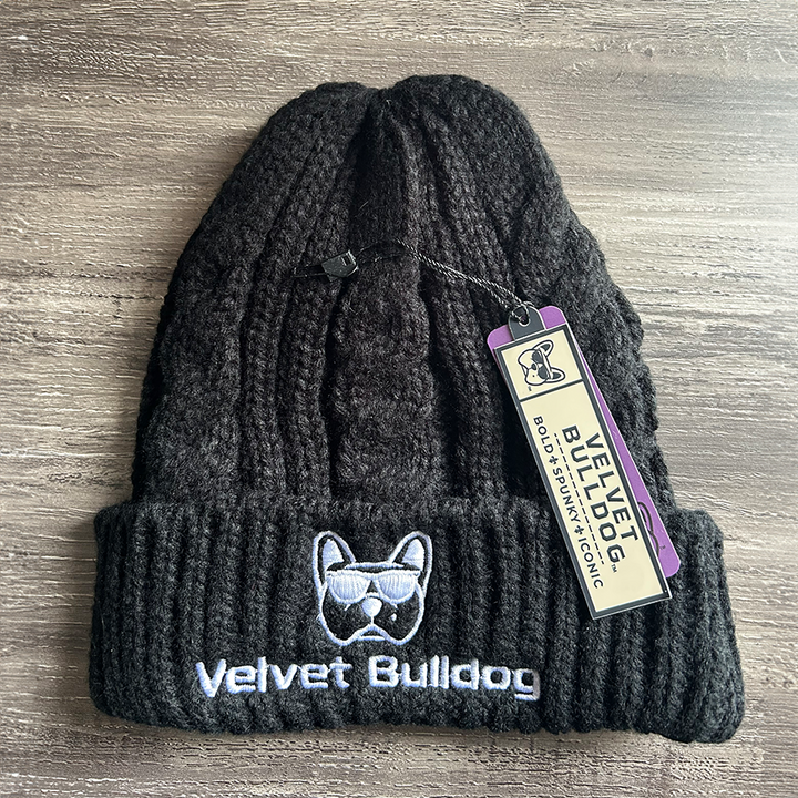 Velvet Bulldog Cable Knit Beanie Black