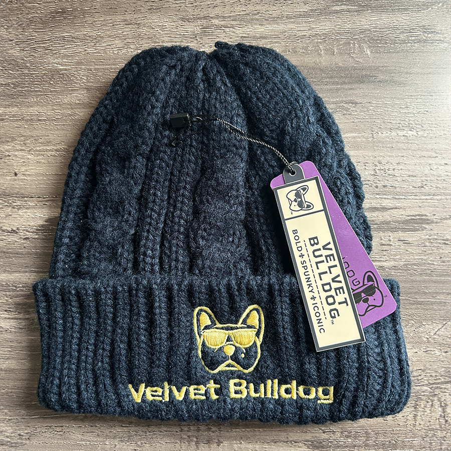 Velvet Bulldog Cable Knit Beanie Navy