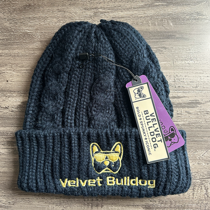 Velvet Bulldog Cable Knit Beanie Navy