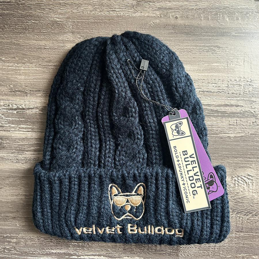 Velvet Bulldog Cable Knit Beanie Navy