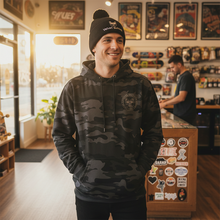 Velvet Bulldog Grey Camo Hoodie Sweatshirt