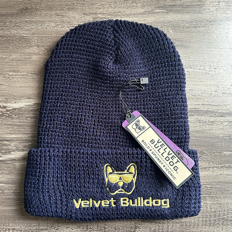 Velvet Bulldog Navy Waffle Beanie