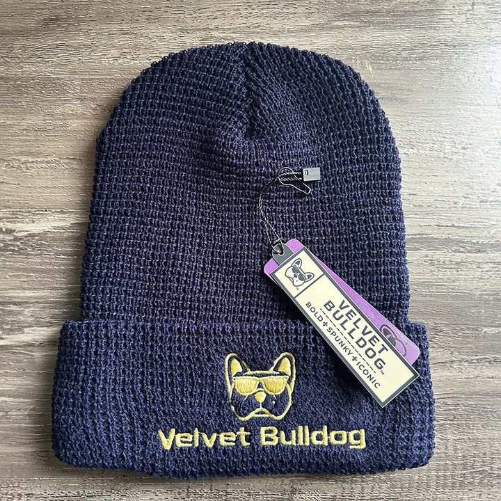 Velvet Bulldog Navy Waffle Beanie