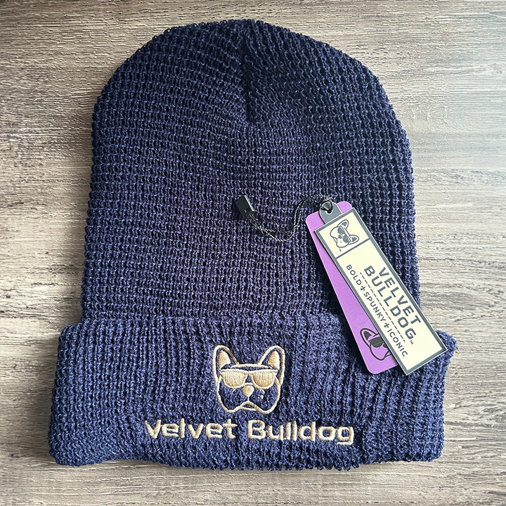 Velvet Bulldog Navy Waffle Beanie